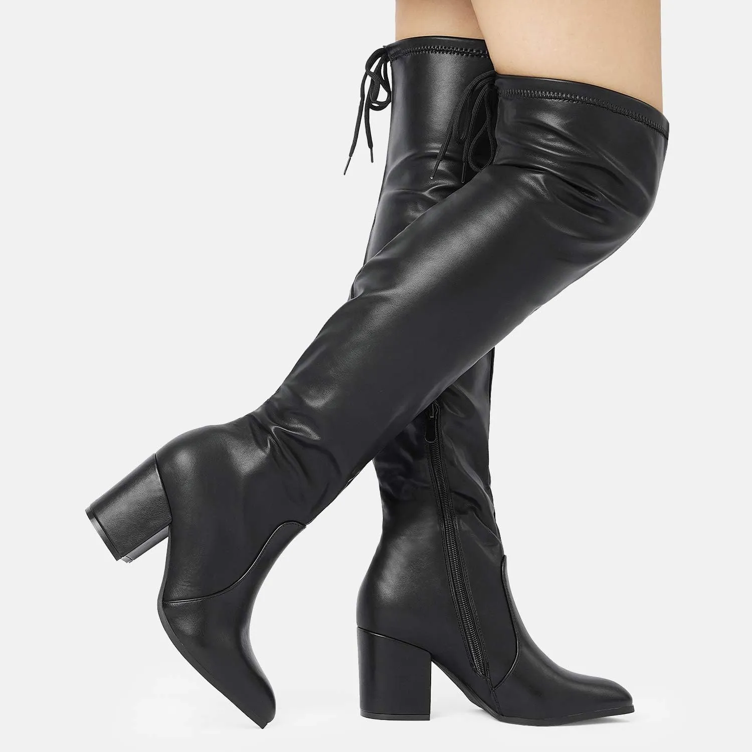 DREAM PAIRS Women’s Thigh High Boots Over the knee Stretch Block Heel Fashion Long Boots