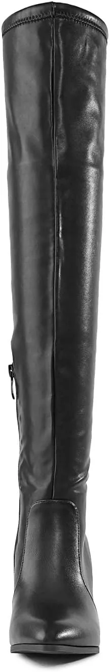 DREAM PAIRS Women’s Thigh High Boots Over the knee Stretch Block Heel Fashion Long Boots