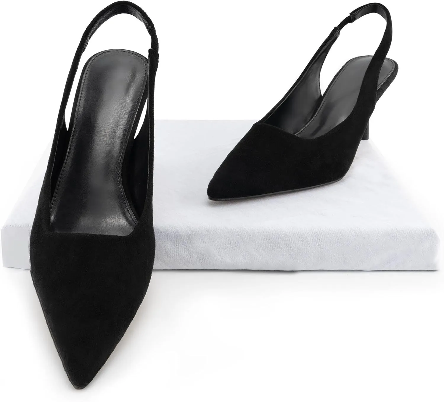 DREAMCIA Women's Pumps Slingback Heels Pointed Toe Sling Back Kitten Heels Women Metallic Slingback Pumps Bride Dresses Wedding Shoes