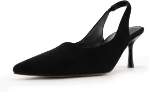 DREAMCIA Women's Pumps Slingback Heels Pointed Toe Sling Back Kitten Heels Women Metallic Slingback Pumps Bride Dresses Wedding Shoes