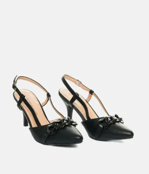 Dressy Black Patent Slingback Heels