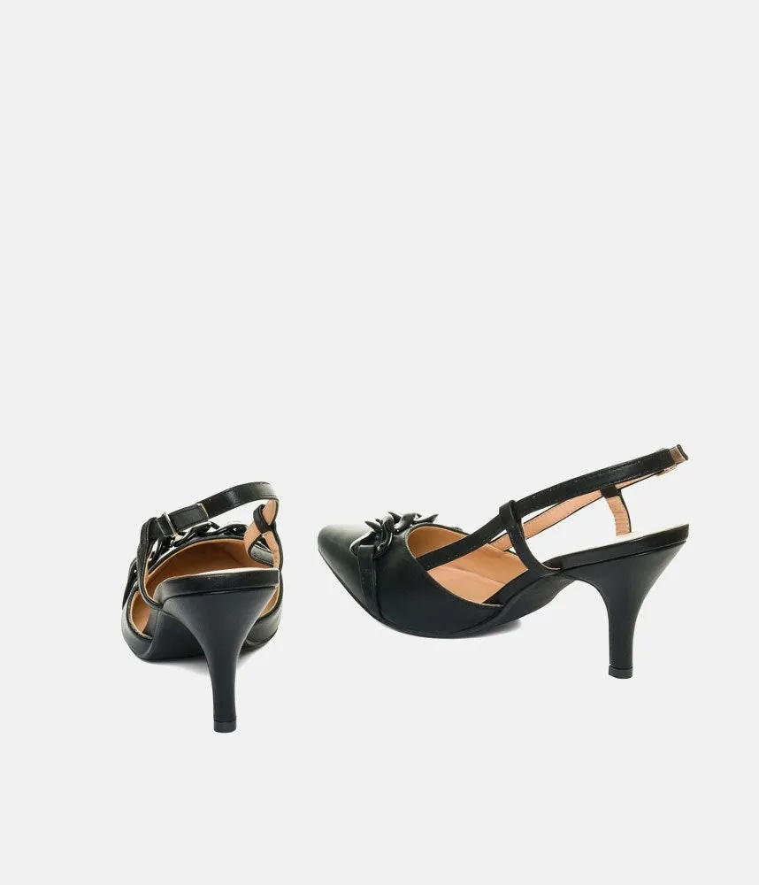 Dressy Black Patent Slingback Heels