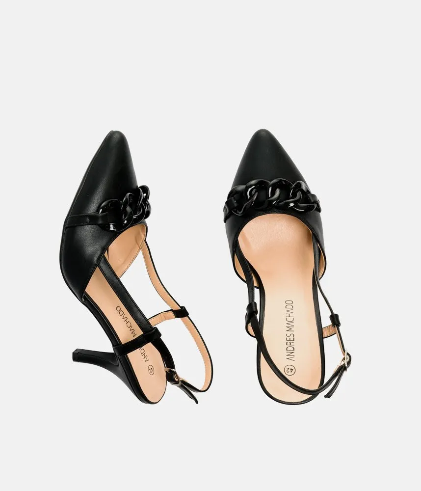 Dressy Black Patent Slingback Heels