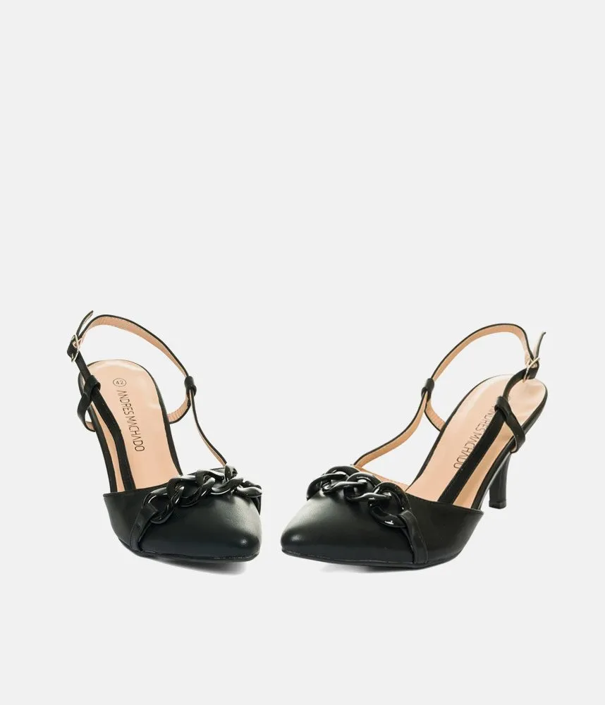 Dressy Black Patent Slingback Heels
