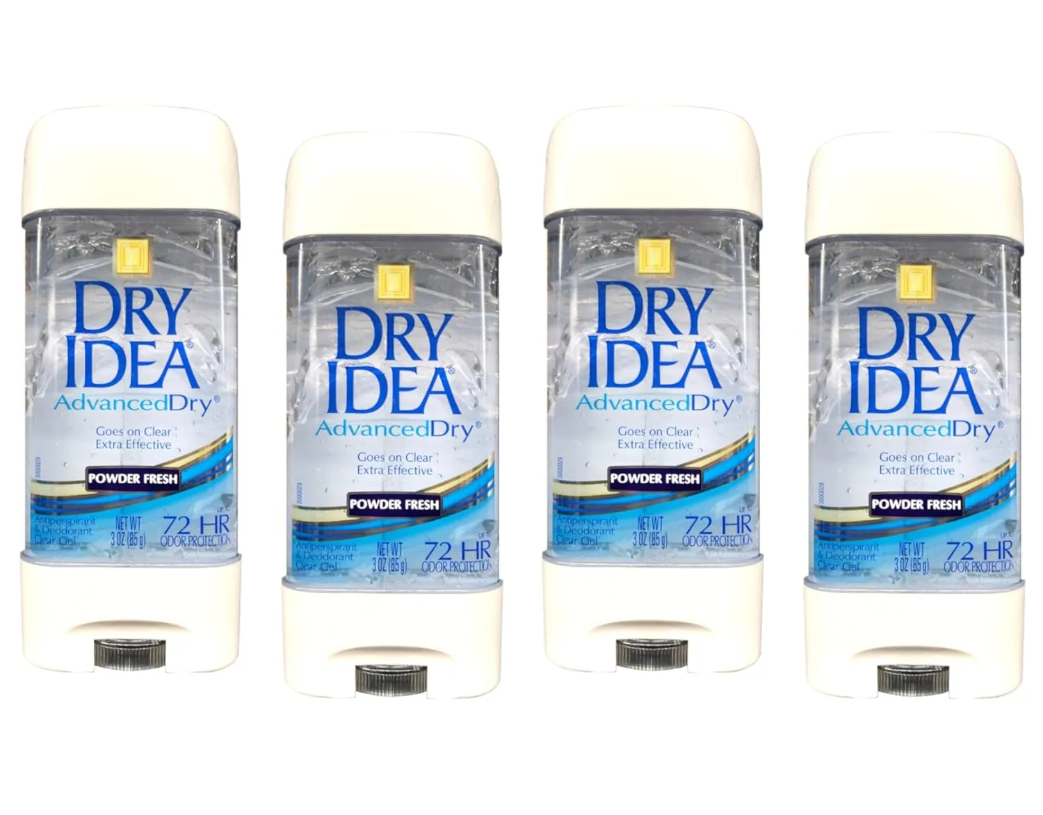 Dry Idea Advanced Dry Antiperspirant & Deodorant Clear Gel, Powder Fresh 3 oz (Pack of 4) by Dry Idea