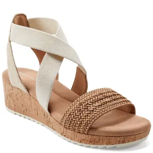 Easy Spirit Women's Lorena Wedge Sandal, Light Natural/Beige, 9.5