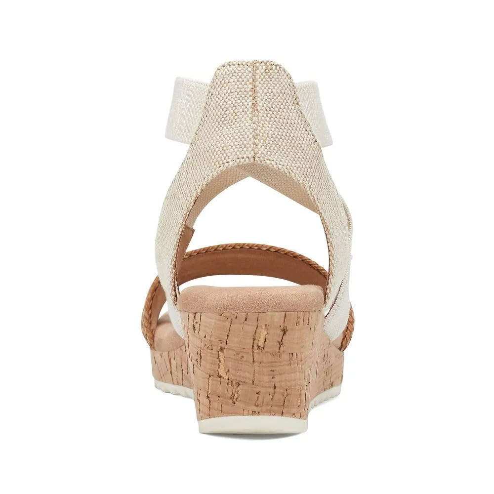 Easy Spirit Women's Lorena Wedge Sandal, Light Natural/Beige, 9.5