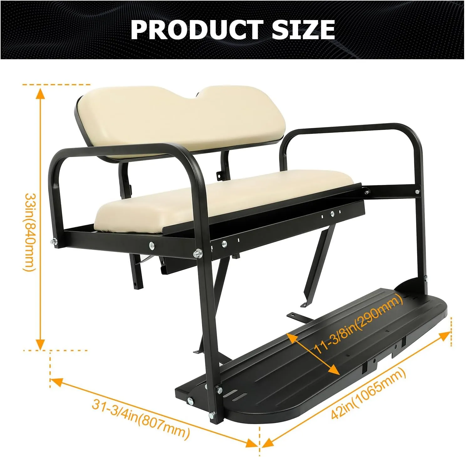 ECOTRIC Golf Cart Rear Flip Seat Kit Compatible with 2007-2016 Yamaha Drive G29 Flip Folding Down Rear Back Seat