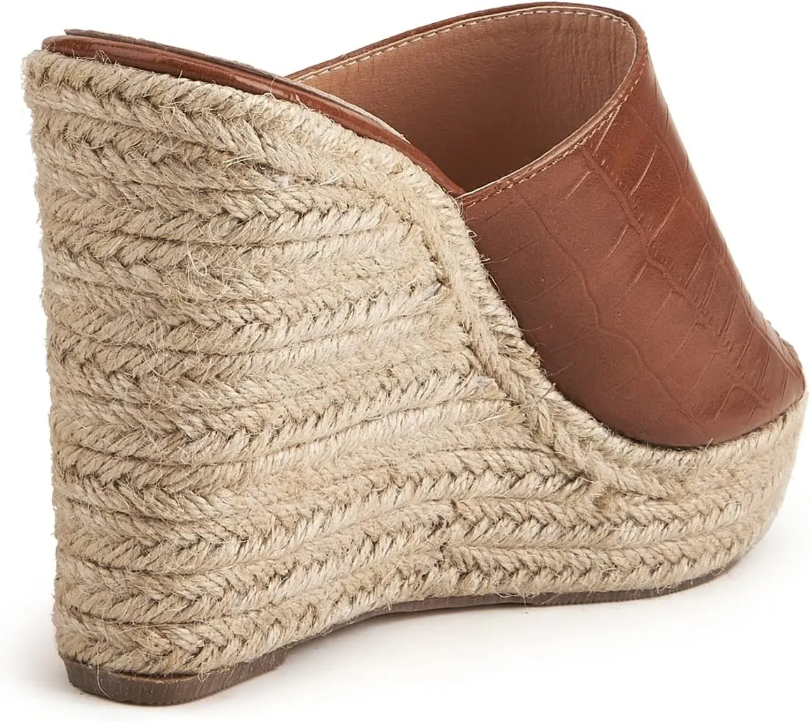 EFTCAL Women's Open Toe Espadrille Retro Pattern Platform Wedge Sandals,Comfort Slip On Backless High Heel Slide,Fish Mouth Orthopedic Outdoor Casual Beach Sandals