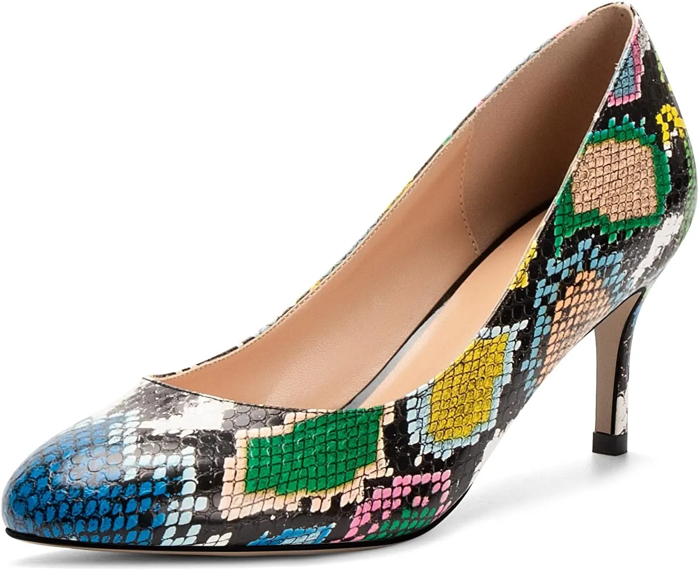 Eldof Women Kitten Heel Pumps - Round Toe 6.5cm Mid-Heel Court Shoes for Wedding, Party, Office