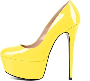 Eldof Womens High Heel Platform Pumps Round Toe Sky High Stilettoes 6" Party Dress Platform