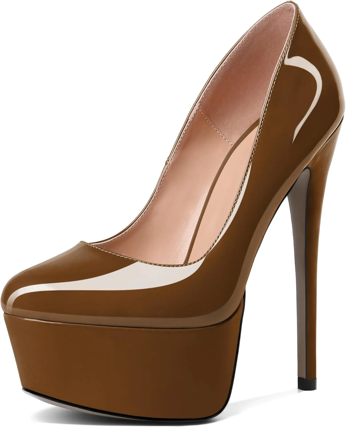 Eldof Womens High Heel Platform Pumps Round Toe Sky High Stilettoes 6" Party Dress Platform