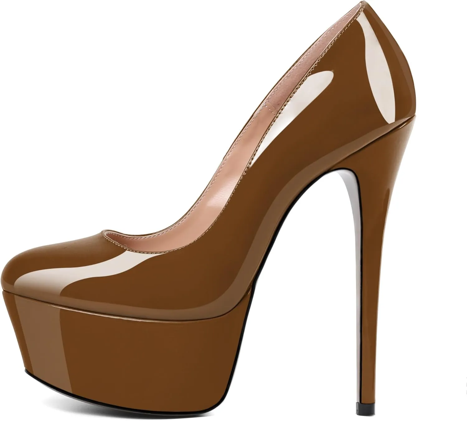 Eldof Womens High Heel Platform Pumps Round Toe Sky High Stilettoes 6" Party Dress Platform