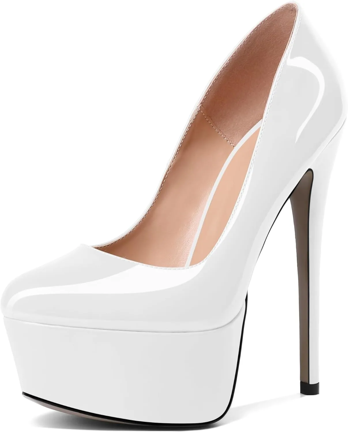 Eldof Womens High Heel Platform Pumps Round Toe Sky High Stilettoes 6" Party Dress Platform