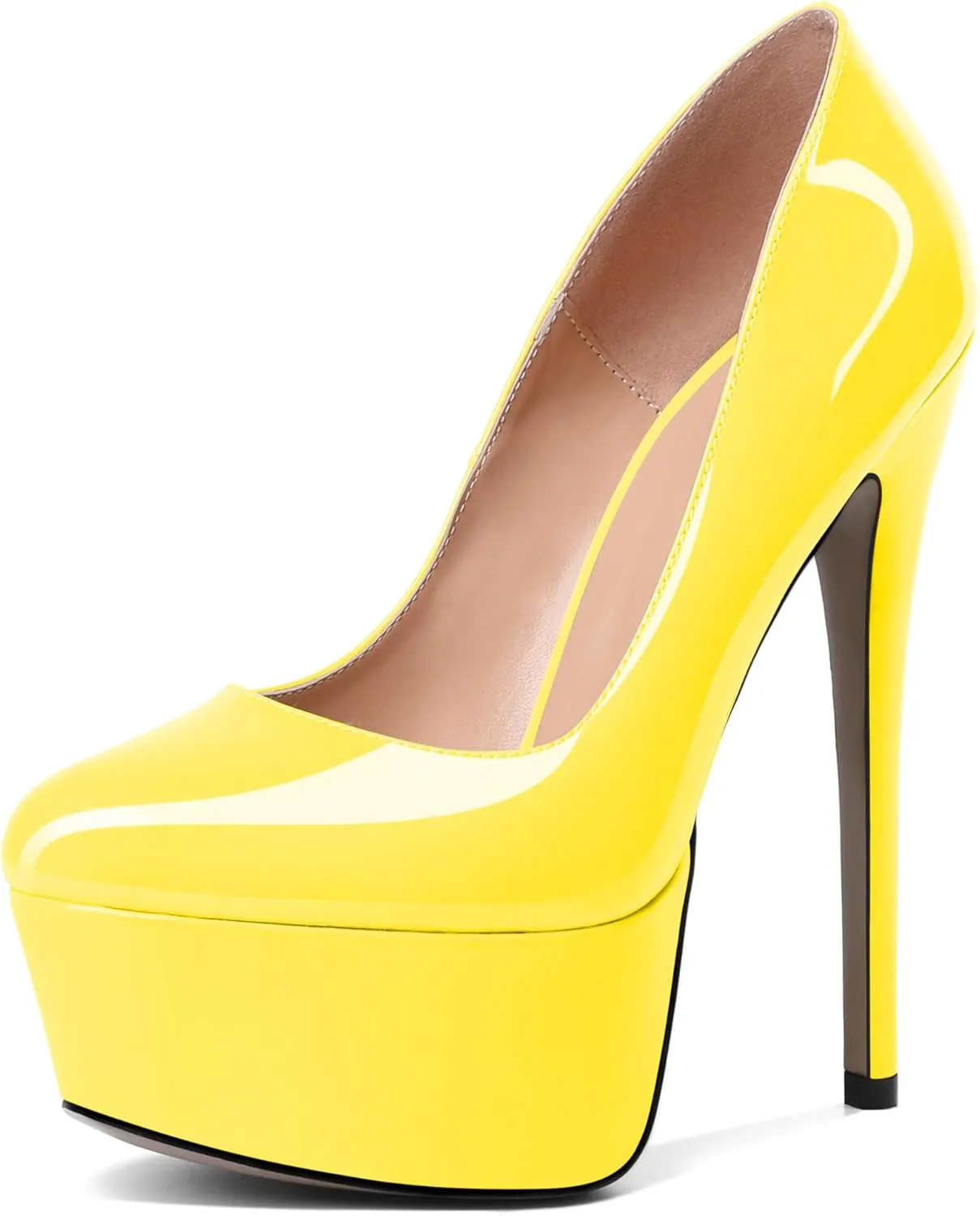 Eldof Womens High Heel Platform Pumps Round Toe Sky High Stilettoes 6" Party Dress Platform