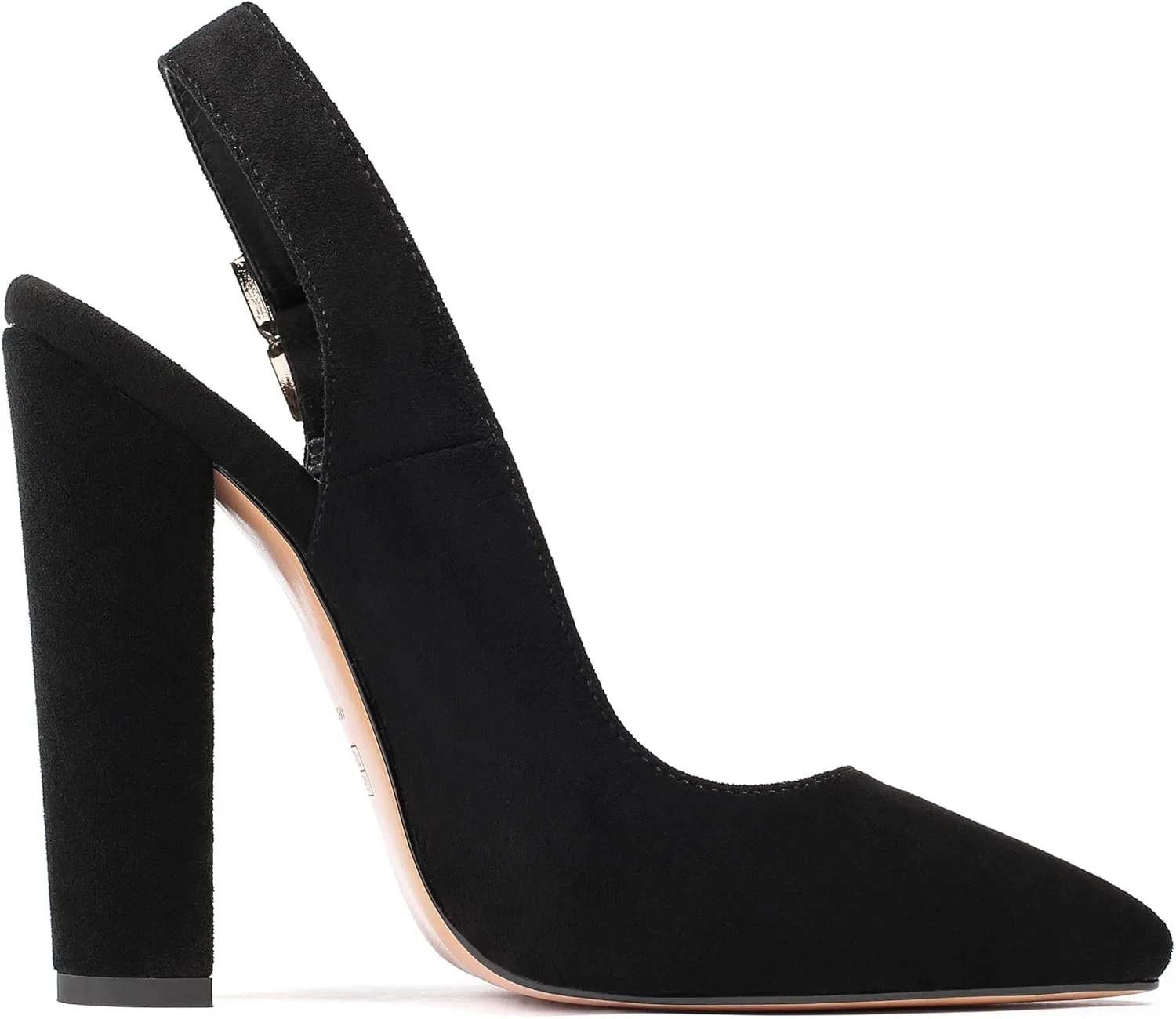 Eldof Women's Slingback Pointed Toe Pumps Ankle Strap Chunky Square Heel 4.7" High Block Heel Pumps Dress Shoes
