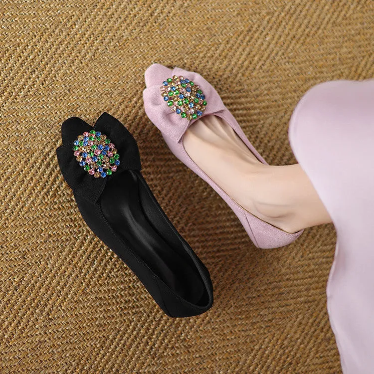 ELEGANT RHINESTONES LOW HEEL SHOES