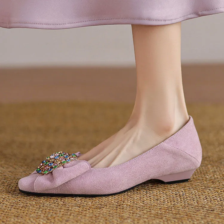 ELEGANT RHINESTONES LOW HEEL SHOES