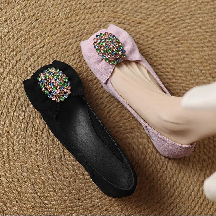 ELEGANT RHINESTONES LOW HEEL SHOES