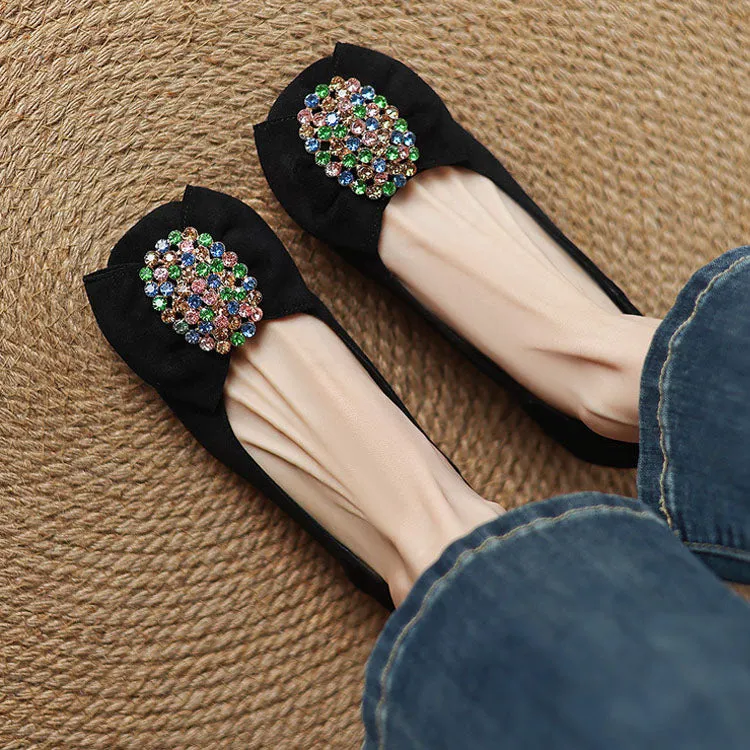 ELEGANT RHINESTONES LOW HEEL SHOES