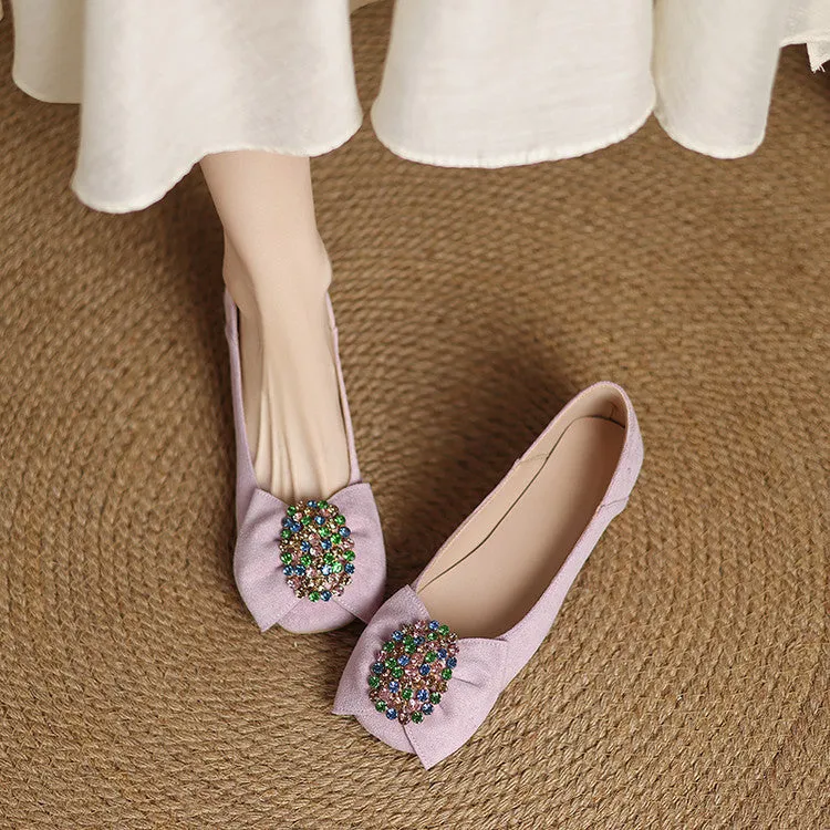 ELEGANT RHINESTONES LOW HEEL SHOES