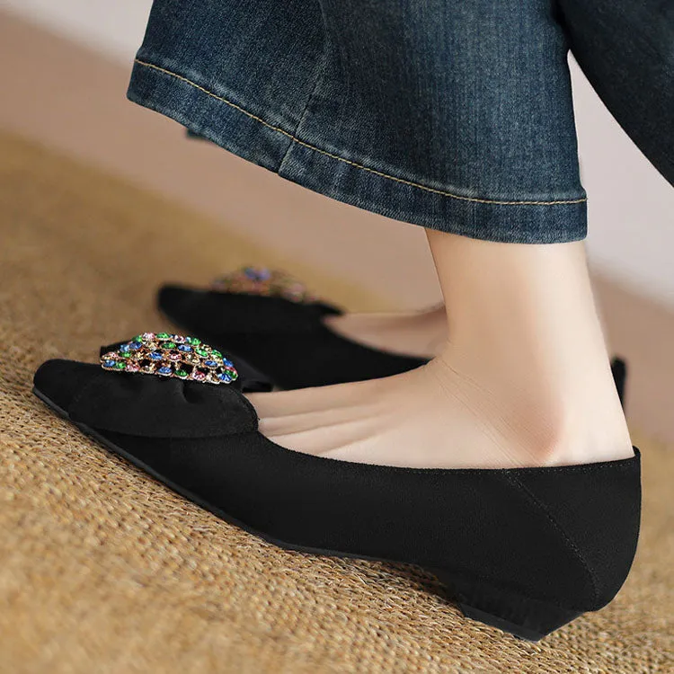 ELEGANT RHINESTONES LOW HEEL SHOES