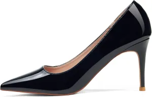 Elisabet Tang 3 in Classic Pointy Pull on Heeled Wedding Pumps - Comfortable Stiletto Closed Toe Dress Heels for Prom Work