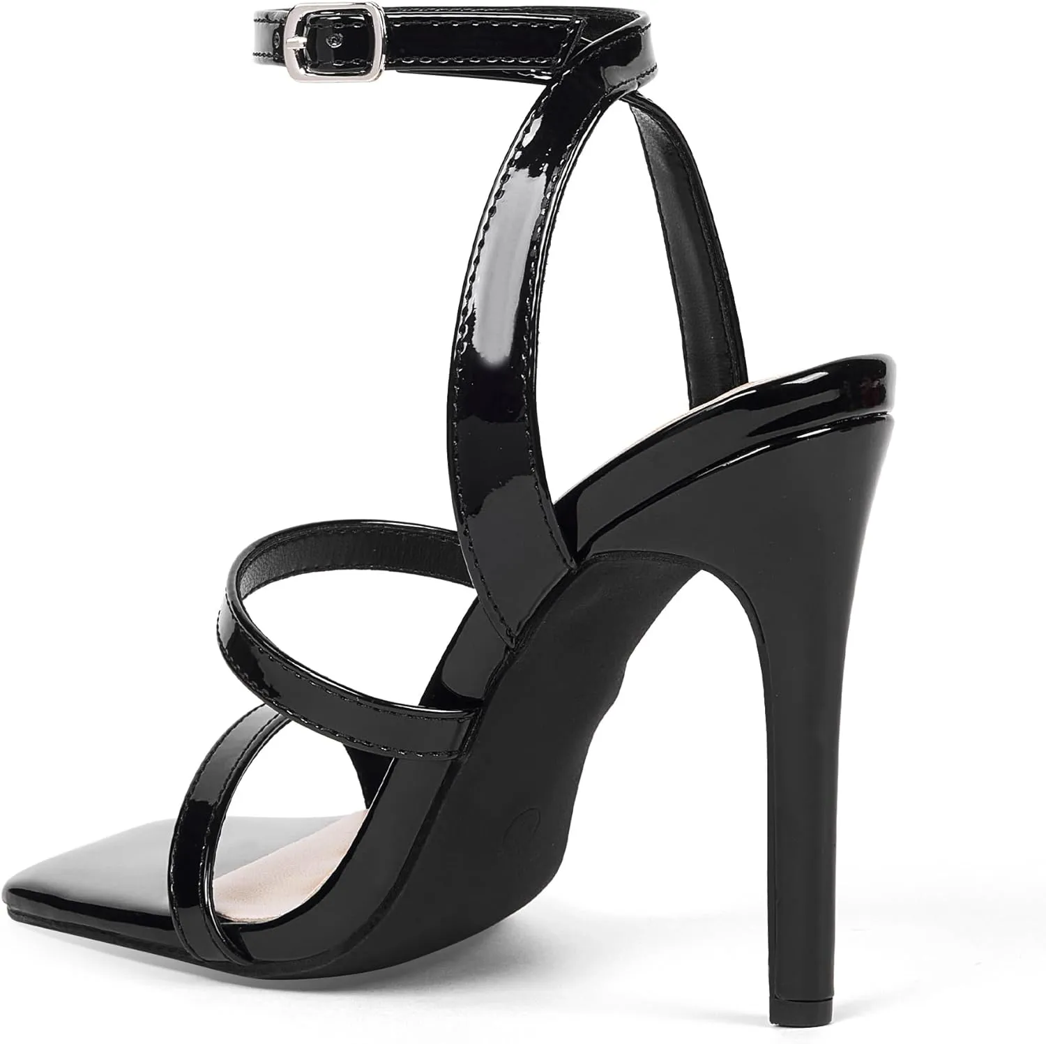 Elisabet Tang Elegant Black High Heeled Sandals for Women – Adjustable Straps, Square Toe, Stiletto Pumps for Party, Evening, and Formal Occasions
