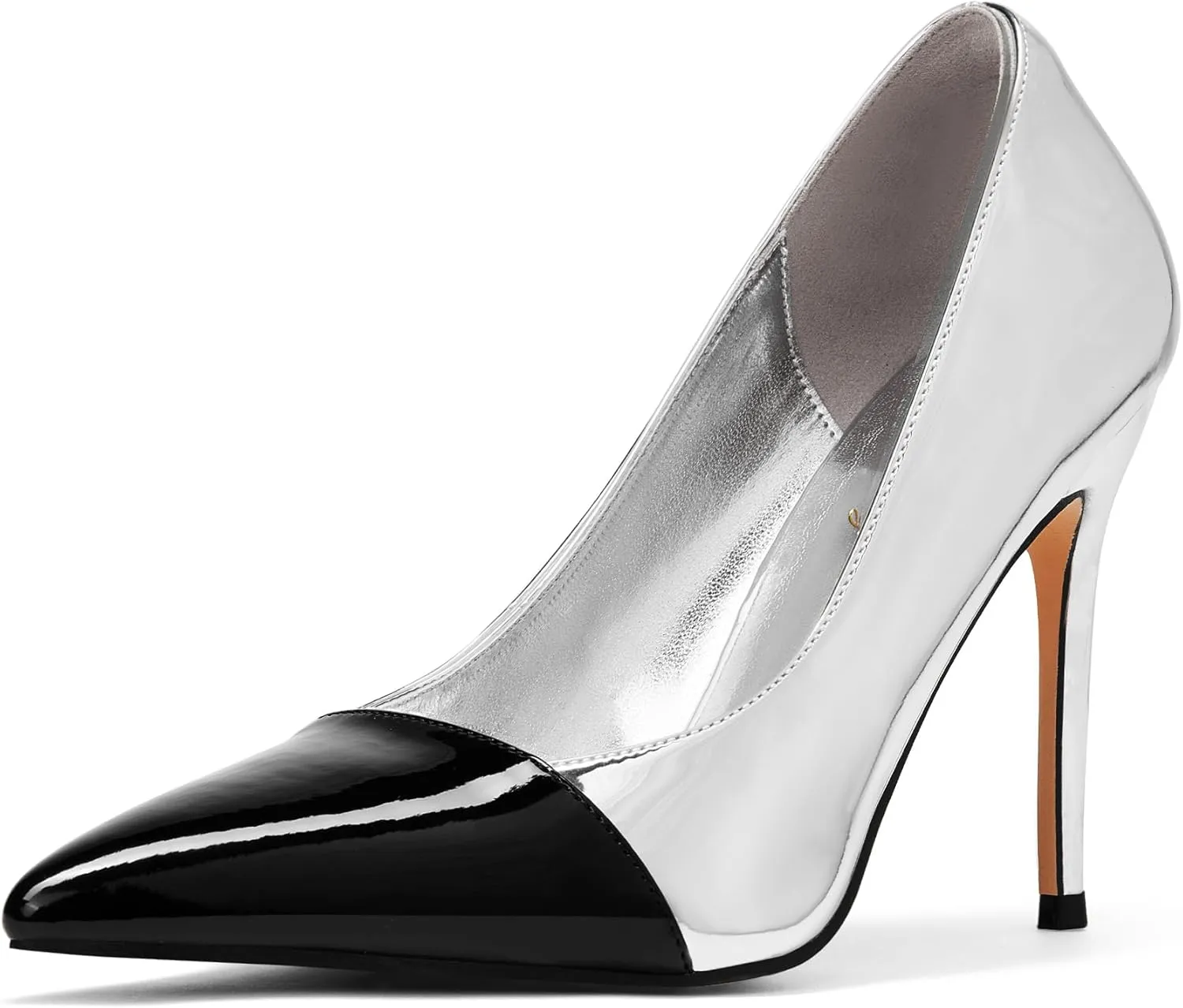 Elisabet Tang Elegant Women's Pumps Two-Tone 4 inch High Heel Pointed Toe Slip on Stiletto Shoes for Office Party Wedding Evening Wear