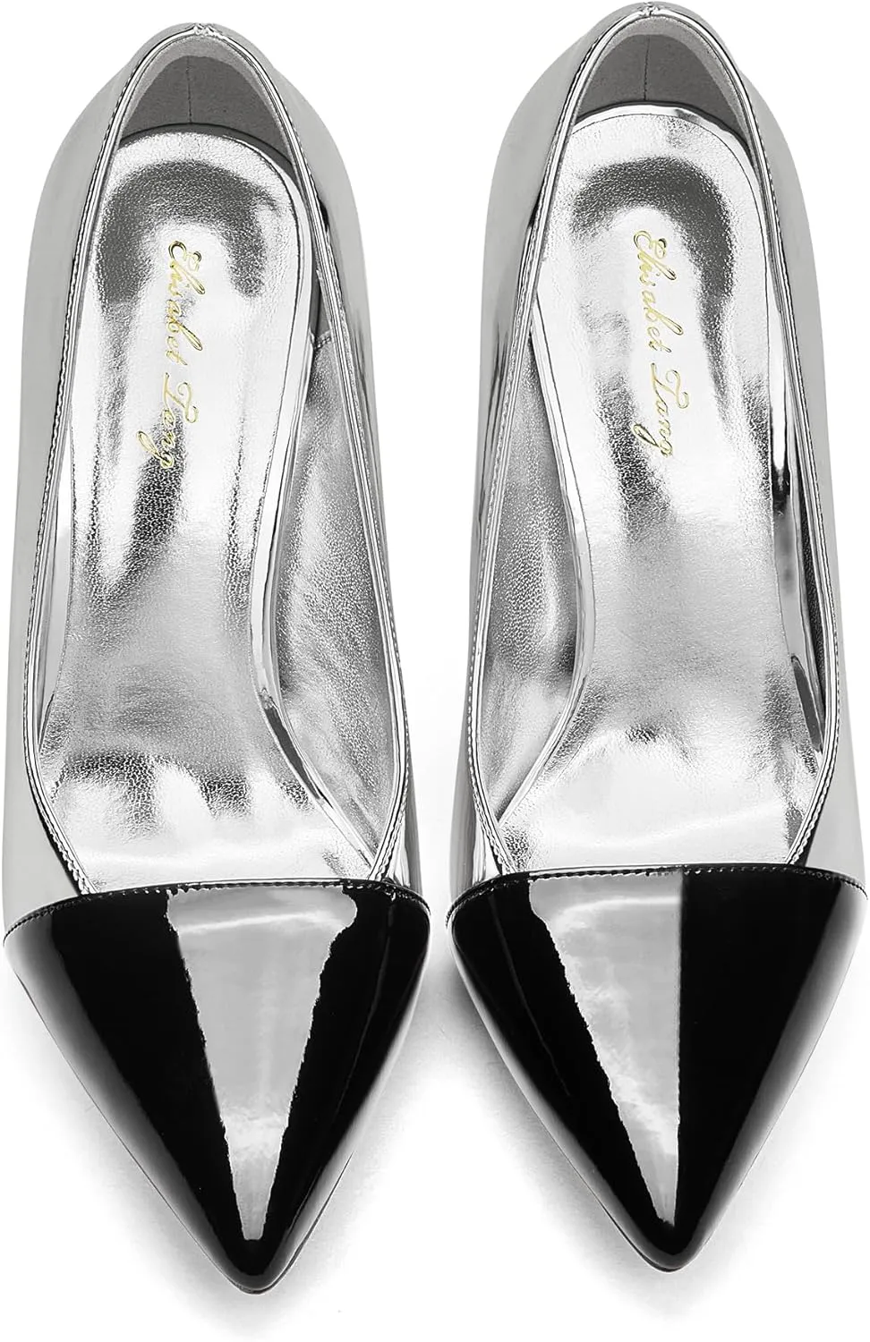 Elisabet Tang Elegant Women's Pumps Two-Tone 4 inch High Heel Pointed Toe Slip on Stiletto Shoes for Office Party Wedding Evening Wear