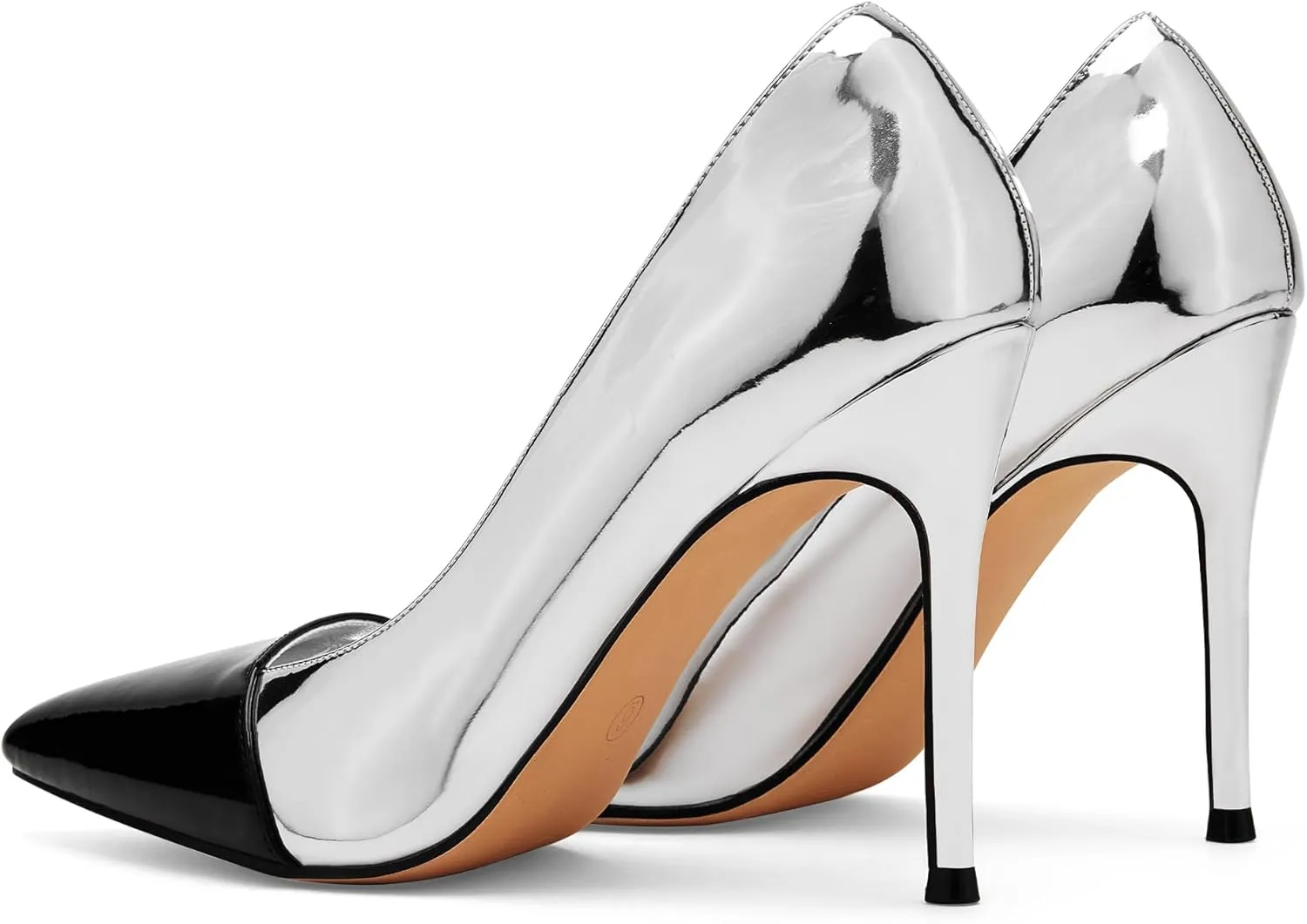 Elisabet Tang Elegant Women's Pumps Two-Tone 4 inch High Heel Pointed Toe Slip on Stiletto Shoes for Office Party Wedding Evening Wear