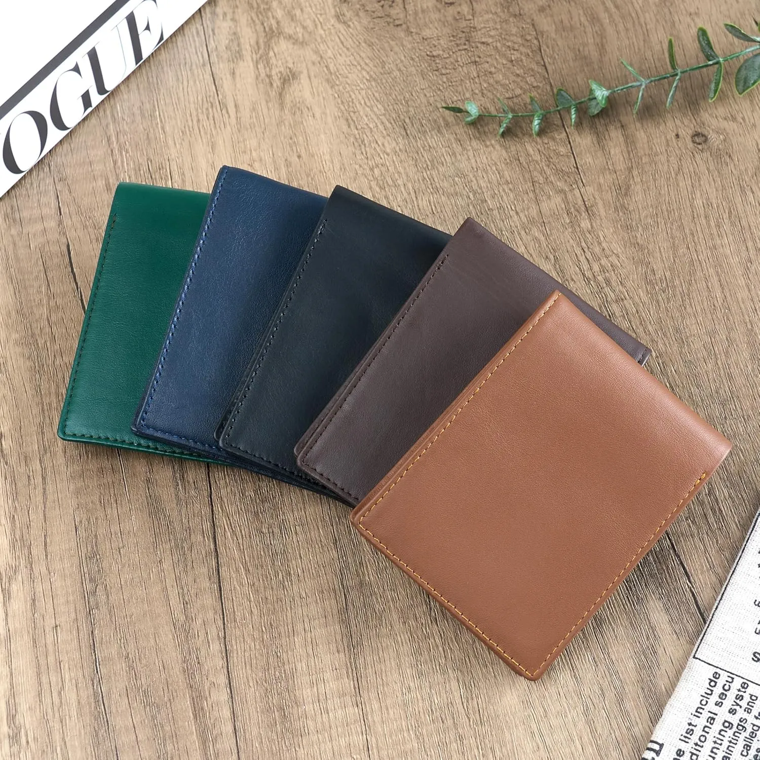 Engrave Custom Men's Leather Bifold Wallet RFID Blocking Front Pocket Security Passcase Cowhide Durable Extra Capacity Billfold 6 Credit Cards with Flip-out ID Window Classic Handmade Gift For Him
