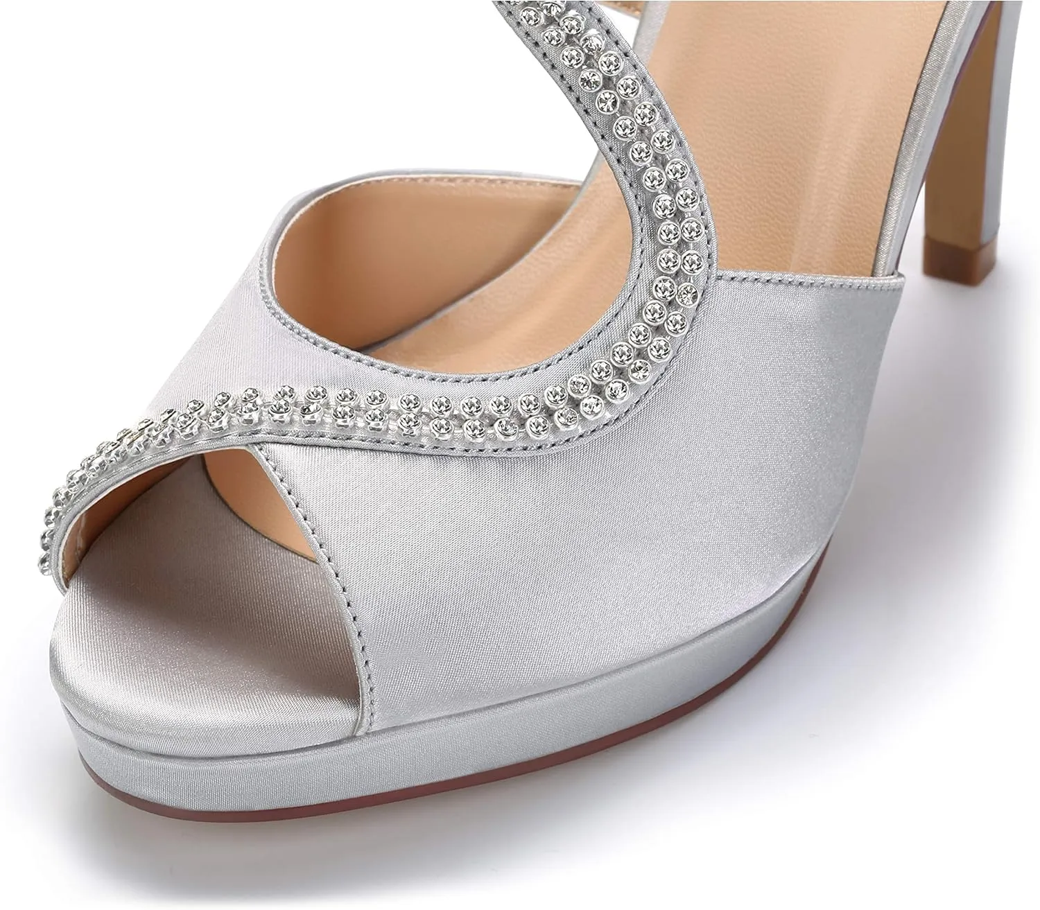 ERIJUNOR High Heel Sandals Peep Toe S-Strap Prom Wedding Evening Shoes