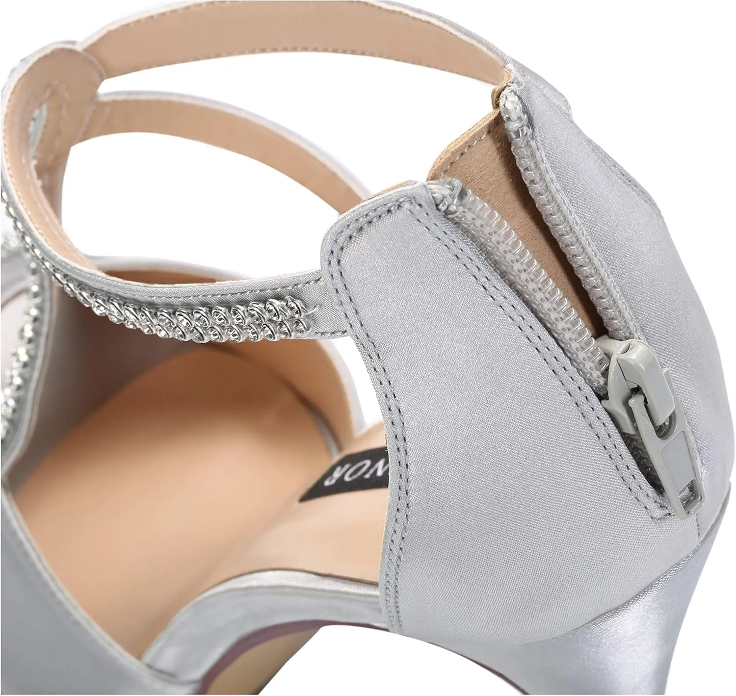 ERIJUNOR High Heel Sandals Peep Toe S-Strap Prom Wedding Evening Shoes