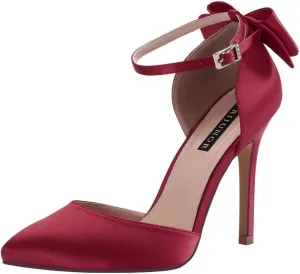 ERIJUNOR Women High Heel Bow Ankle Strap Evening Party Dance Wedding Satin Shoes