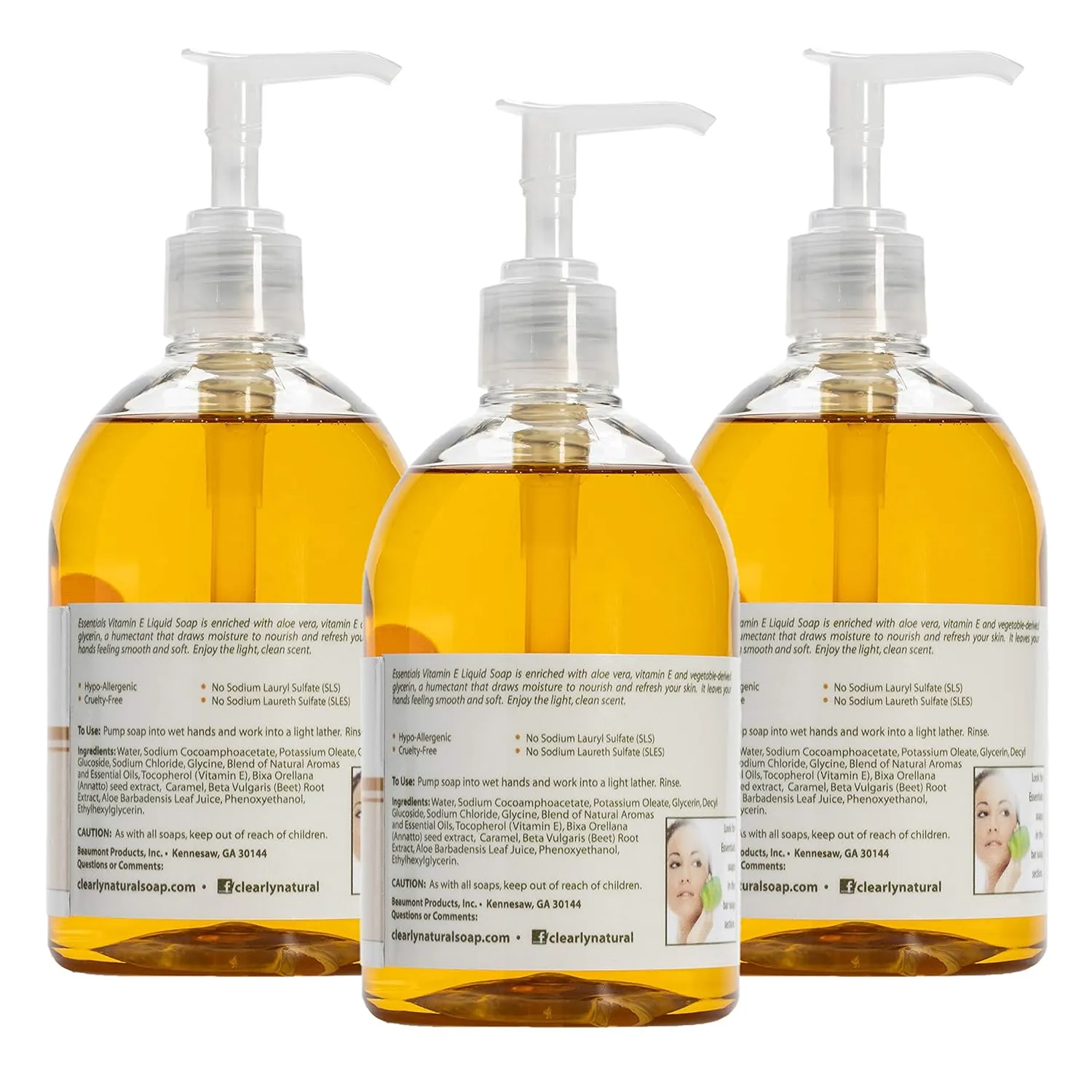 Essentials by Clearly Natural Glycerin Liquid Hand Soap, Vitamin E, 12-Fluid Ounce, Pack of 3