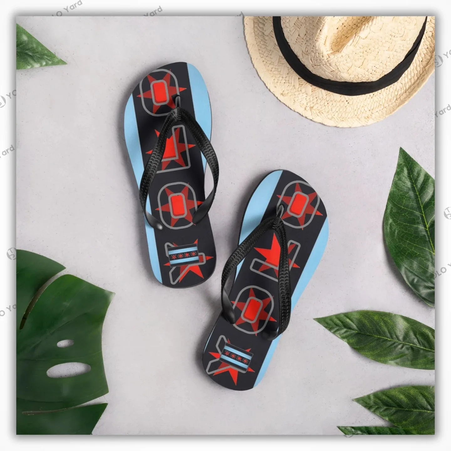 Fabric-Lined Flip-Flop Sandals | Team YOLO Flag