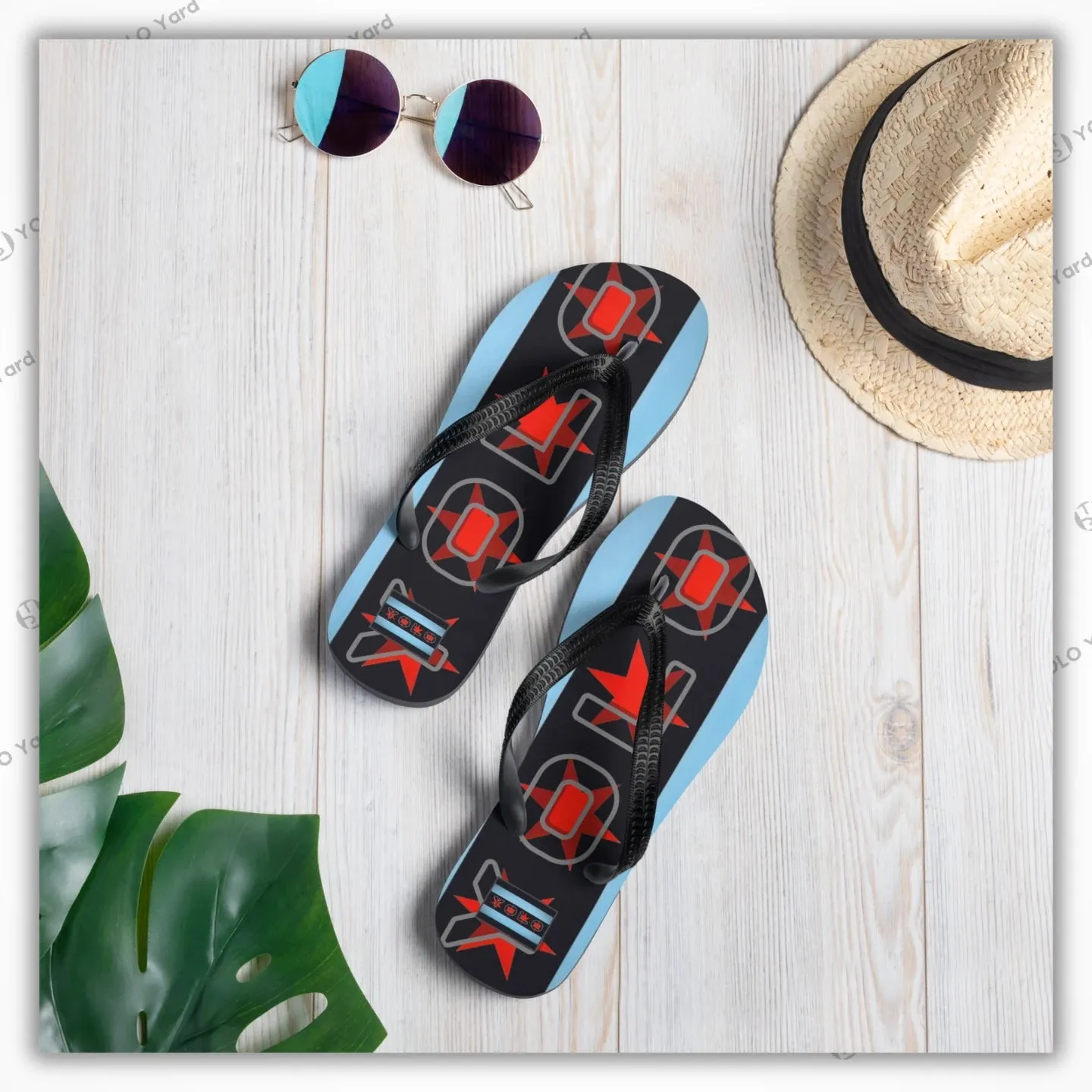 Fabric-Lined Flip-Flop Sandals | Team YOLO Flag