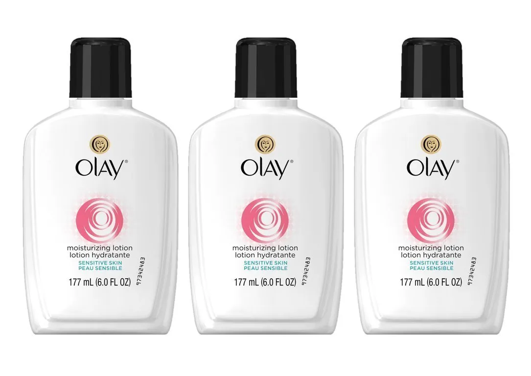 Face Moisturizer by Olay, 12-Hour Hydration with Aloe, Moisturizing Facial Lotion for Sensitive Skin - 6 Oz (Pack of 3) Packaging may Vary