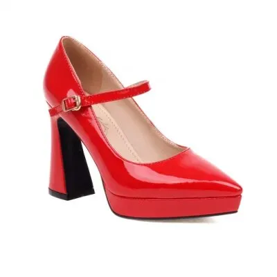 Faux Patent Leather Platform Heel for Women