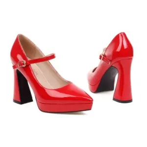 Faux Patent Leather Platform Heel for Women