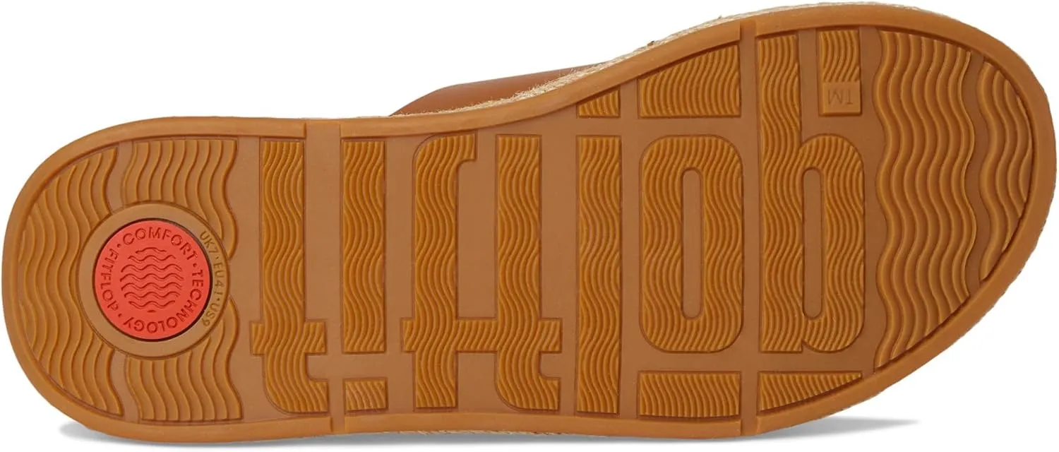 FitFlop Women's F-Mode Espadrille Leather Flatform Cross Slides Wedge Sandal
