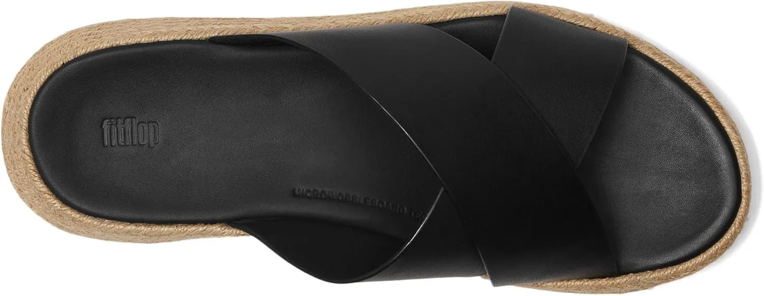FitFlop Women's F-Mode Espadrille Leather Flatform Cross Slides Wedge Sandal