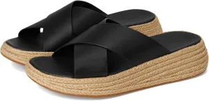 FitFlop Women's F-Mode Espadrille Leather Flatform Cross Slides Wedge Sandal