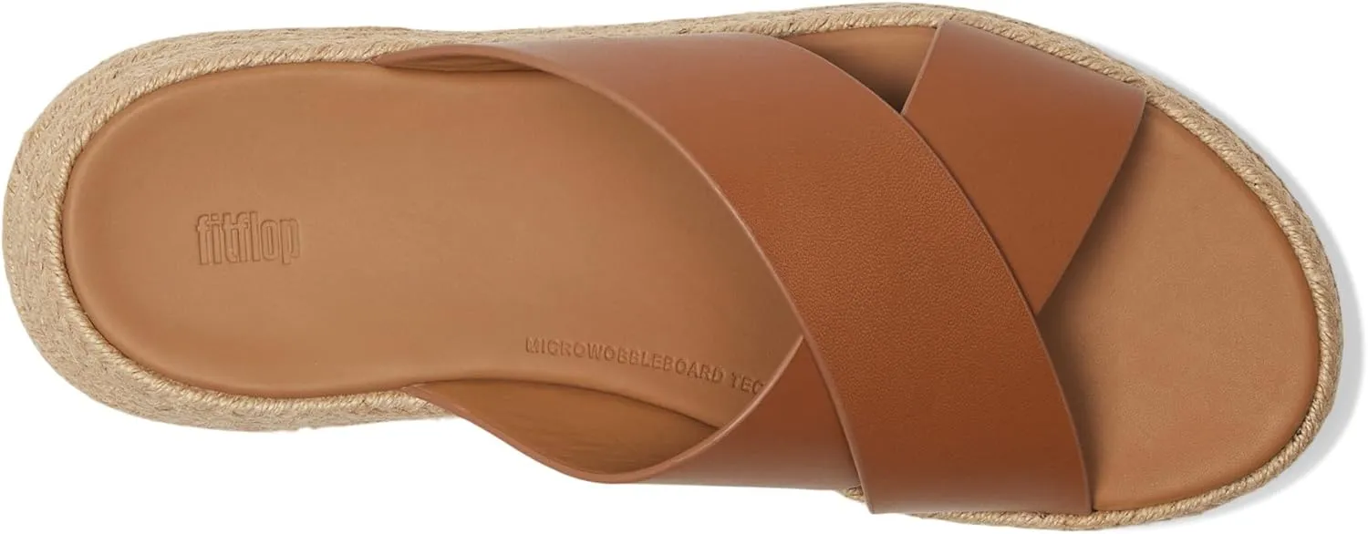 FitFlop Women's F-Mode Espadrille Leather Flatform Cross Slides Wedge Sandal