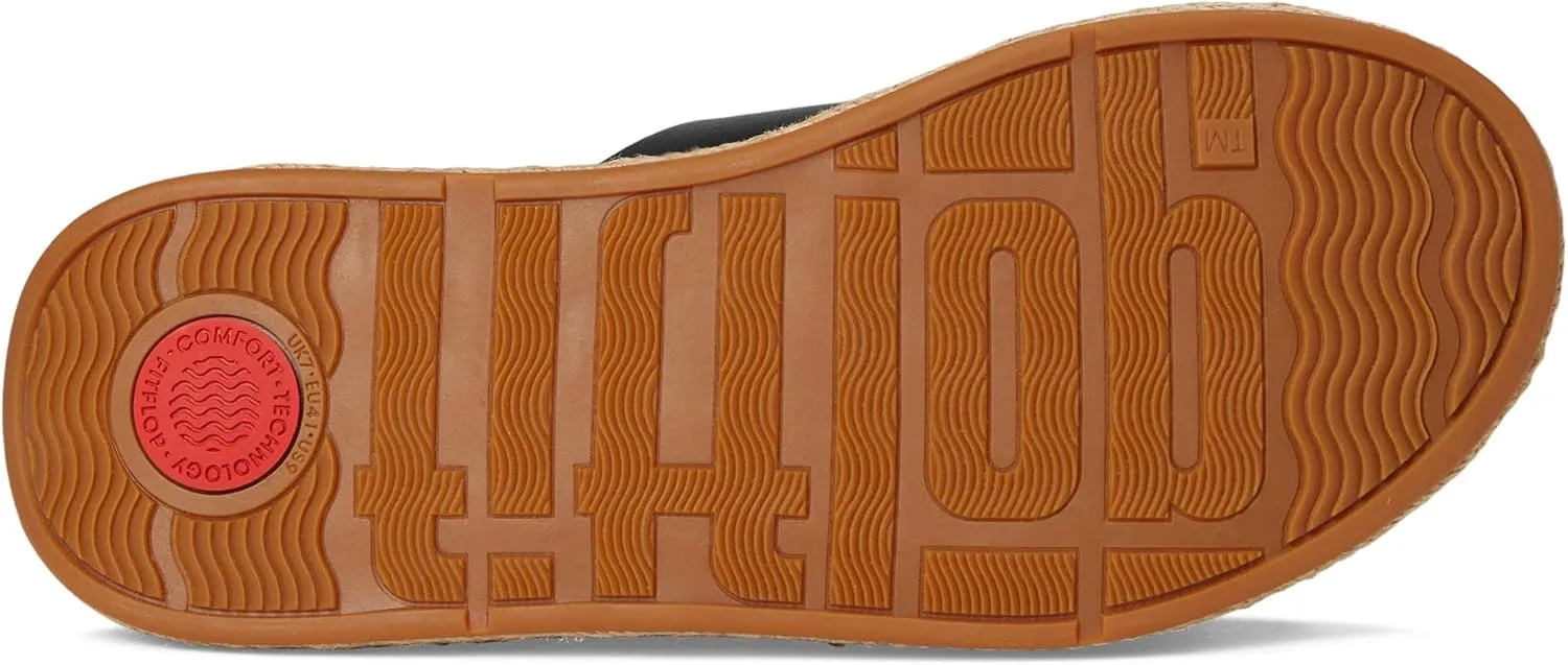 FitFlop Women's F-Mode Espadrille Leather Flatform Cross Slides Wedge Sandal
