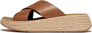 FitFlop Women's F-Mode Espadrille Leather Flatform Cross Slides Wedge Sandal