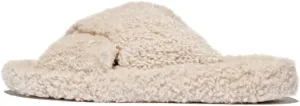 FitFlop Women's Iqushion D-Luxe Padded Teddy Cross Slides Wedge Sandal