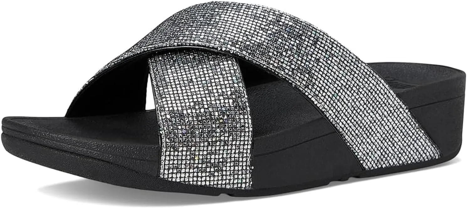 FitFlop Women's Lulu Glitterball Cross Slides Wedge Sandal