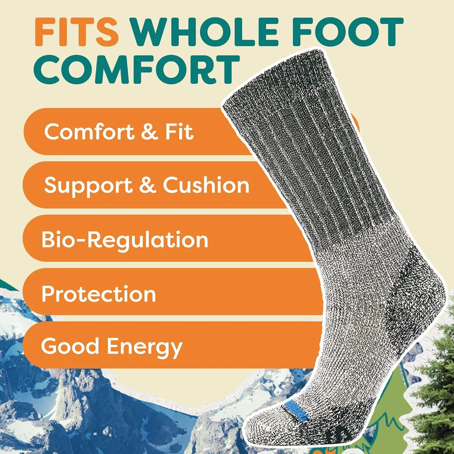 FITS Heavy Expedition Merino Wool Boot Cut Socks For Men and Women, Breathable, Odor Resistant, Whole Foot Comfort